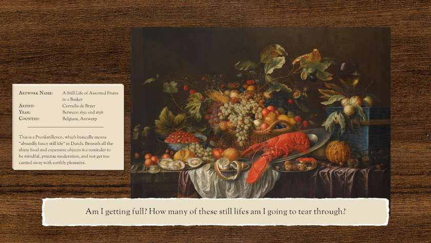 One of the paintings and its description in I Eat Paintings When The Guards Aren't Looking