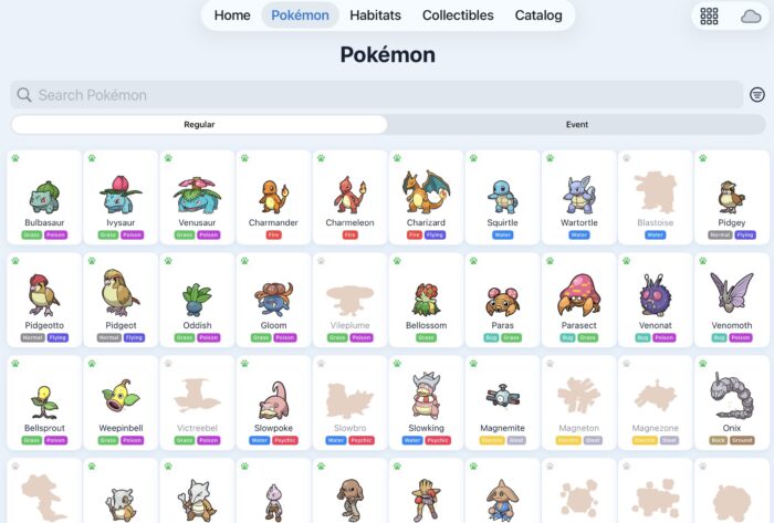 Screenshot the companion app PocketDex Pokopia published on LadiesGamers