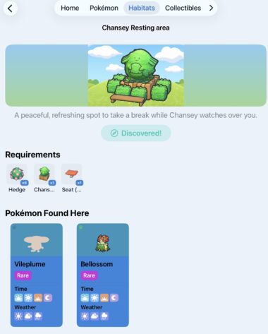 Screenshot of the companion app PocketDex Pokopia published on LadiesGamers