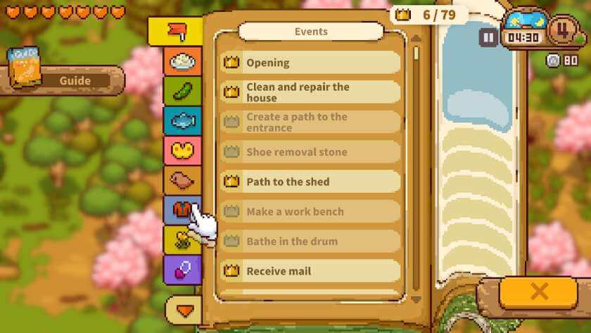 The guidebook open on the events page, with a list of tasks. Published on LadiesGamers