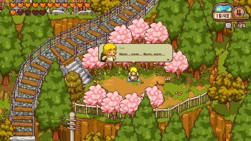 My character having a picnic beneath the bright pink blossom. Published on LadiesGamers