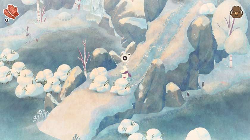Moomintroll standing near some snow covered bushes, with a question mark above his head. Published on LadiesGamers