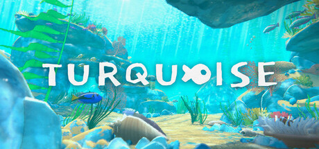 Turquoise title on a blue sea background