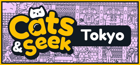 Cats and Seek: Tokyo title on a pink background