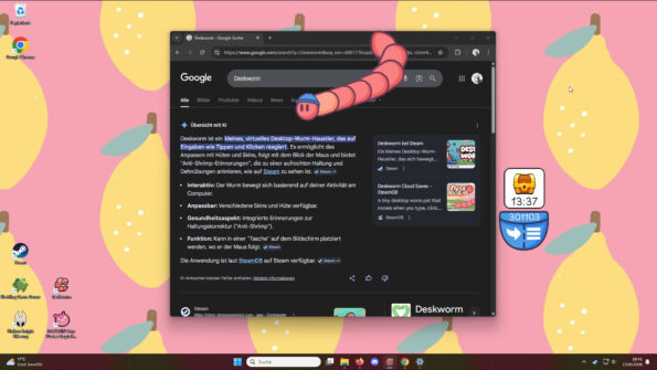 Deskworm wandering on a desktop