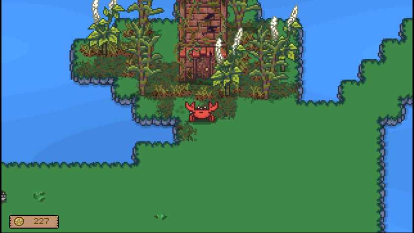 A crab on an island in Crabgrass