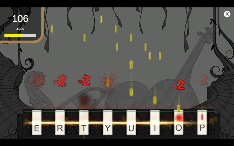 a piano game on a darker background