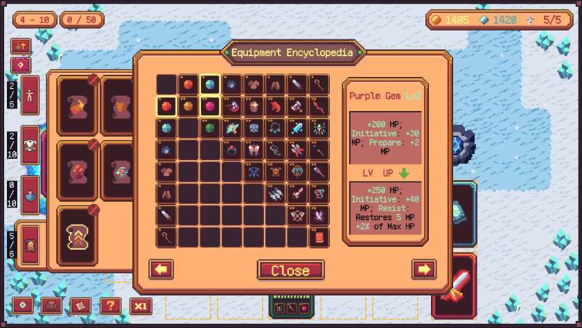 The encyclopedia of the weapons and armor in Abyss Deck.