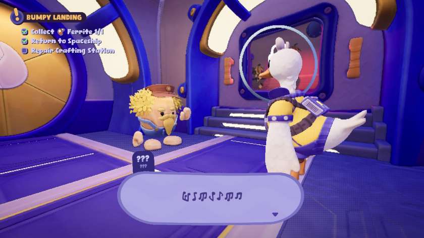 A small rock-like character with a hat talking in musical notes. Published on LadiesGamers