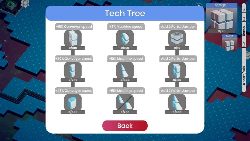 All tech tree items in Object Factory.