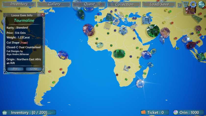 A map shows where you can mine and what rocks you can get in RigidGems Museum.