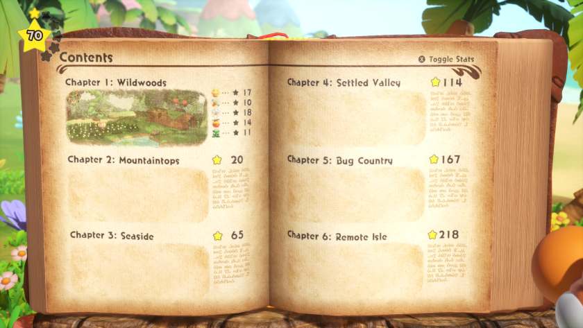 The open book, showing six chapters. The sixth needs 218 stars to unlock. Published on LadiesGamers