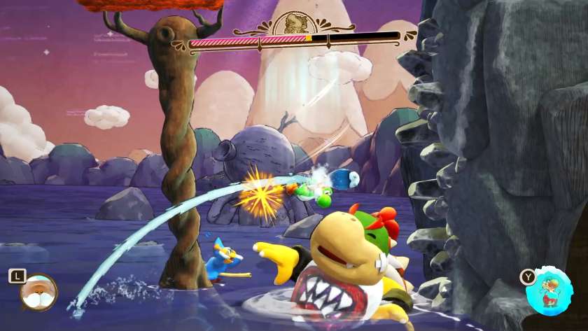 Yoshi battling Bowser Junior and Kamek. Published on LadiesGamers.