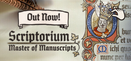 the title Scriptorium Master of Manuscripts out now with a rabbit in a ornate uppercase O