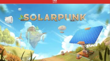 Promotional image for Solarpunk, showing sky islands and solar panel. Published on LadiesGamers