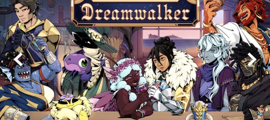 Promotional image for Tavern Talk Stories Dreamwalker, showing various characters sitting at a bar. Published on LadiesGamers