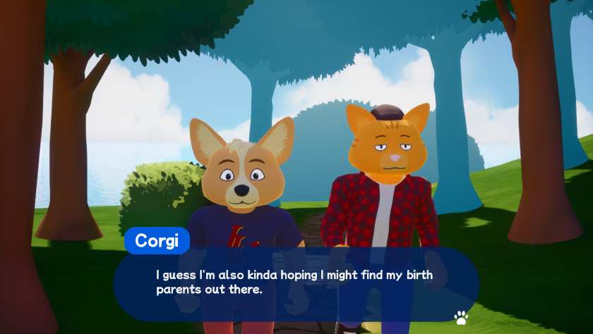 Two animal brothers talking in Captain Corgi: Planetary Problem Solver