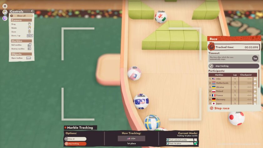 Cozy Marbles race view