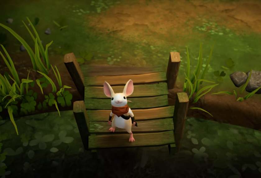 A mouse looking at me in Moss: The Forgotten Relic