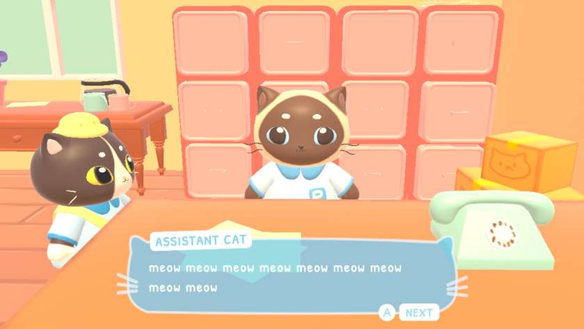 Catto talking to Assistant Cat, who is saying “meow” nine times. Published on LadiesGamers