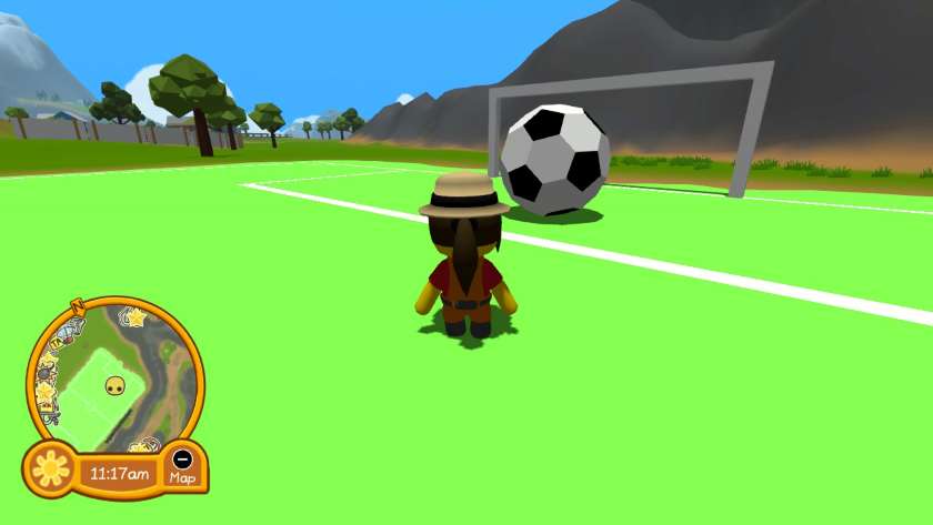 A Wobbly pushing a giant football towards a goal net. Published on LadiesGamers
