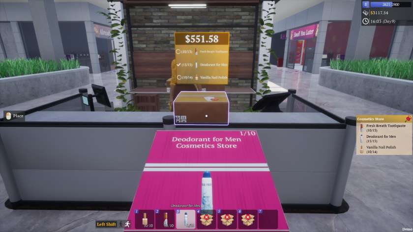An online order is looking for three specific products in Mall Together.