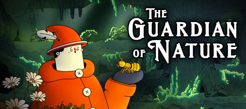 Promotional artwork for The Guardian of Nature with a man in a red suit and a red hat on a black background. Published on LadiesGamers