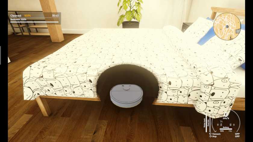 A bed in VacBot Simulator