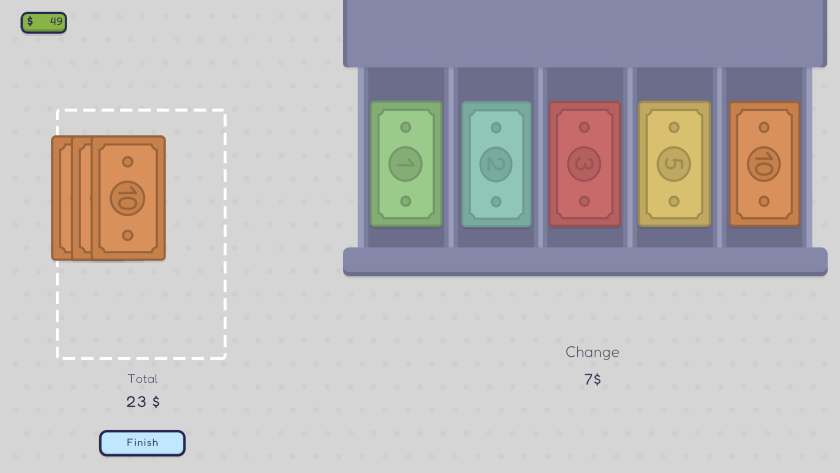 A drawer is open with several different kind of bills to give change from in Cart By Cart.