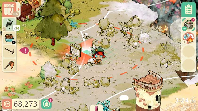 A red dotted circle on the ground, with white circle lines either side. Published on LadiesGamers
