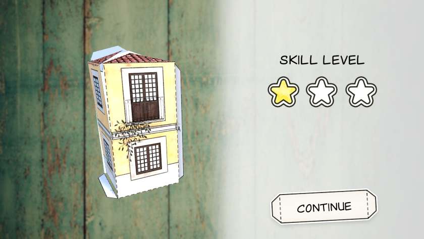 A very wobbly, poorly put-together house stands next to its one-star rating in Cutout Village.