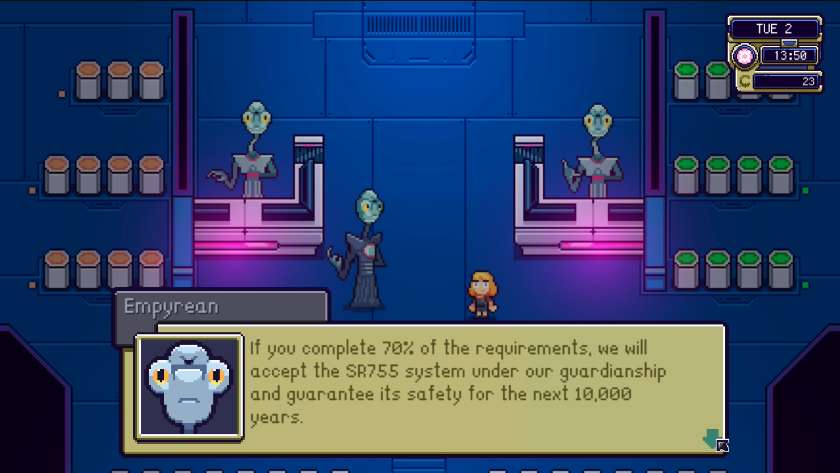 Inside the Ark with the aliens saying that they need 70% completion to offer protection of the SR755 system for the next 10,000 years. Published on LadiesGamers