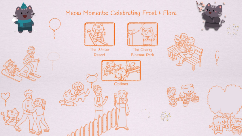 Meow Moments: Celebrating Frost & Flora Main Menu