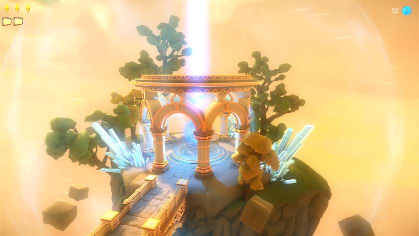 A portal lights up blue in Mesoké.