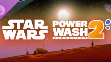 Star Wars and Powewash Simulator 2 title on a pink sky background