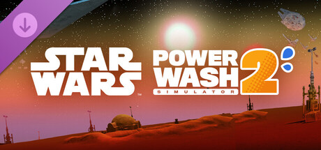 Star Wars and Powewash Simulator 2 title on a pink sky background