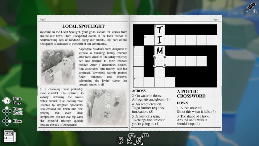 a newspaper with a crossword puzzle