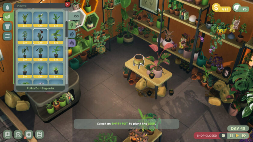 stocking the shop with plants