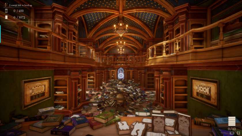 A library with a pile of books to organize, Image from Steam page