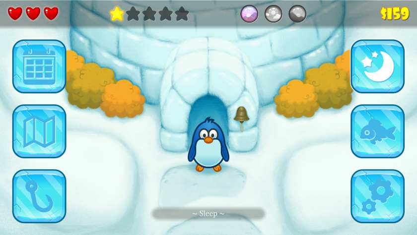 A penguin in front of an igloo in Ice Pond