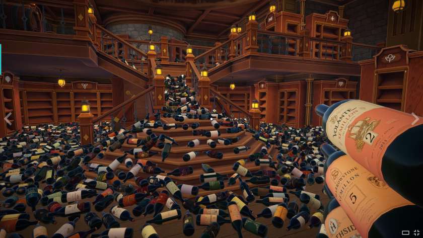 A lot of wine bottles in Cellar Keeper, Image from Steam page
