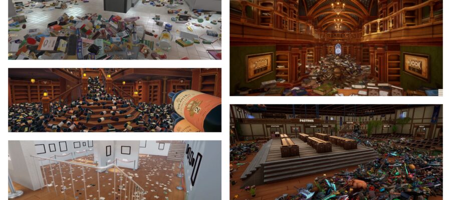 Collage of cozy tidying games on Steam