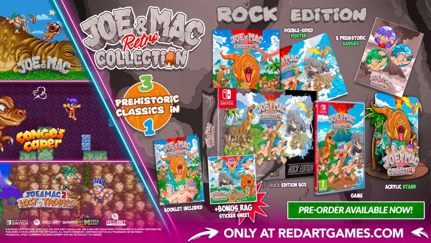 The key art for the rock edition of Joe & Mac Retro Collection. Published on LadiesGamers