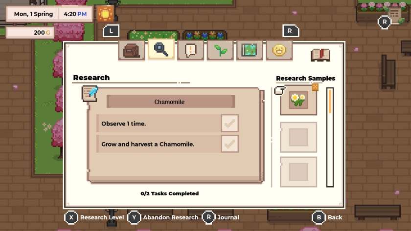 List of tasks for chamomile research, which is to observe one time, before growing and harvesting a plant. Published on LadiesGamers