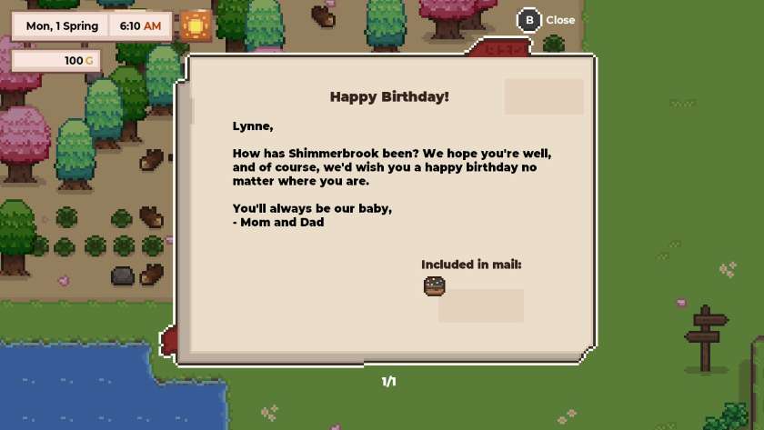 Letter from Mom and Dad, wishing me a happy birthday and enclosing a cake. Published on LadiesGamers
