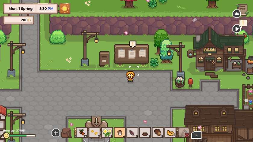 My character standing in front of the notice board in Shimmerbrook. Published on LadiesGamers
