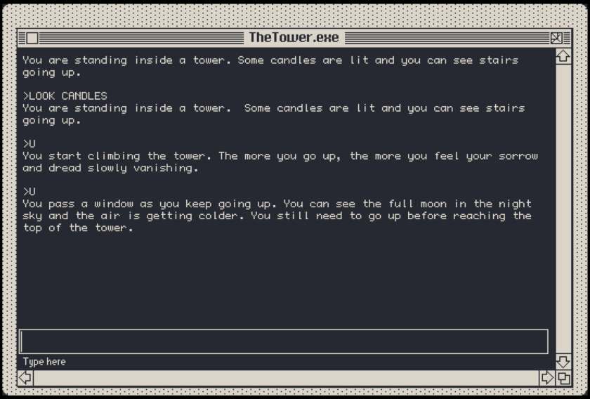 Part of the text adventure section of The Dreams in the Peacock House.