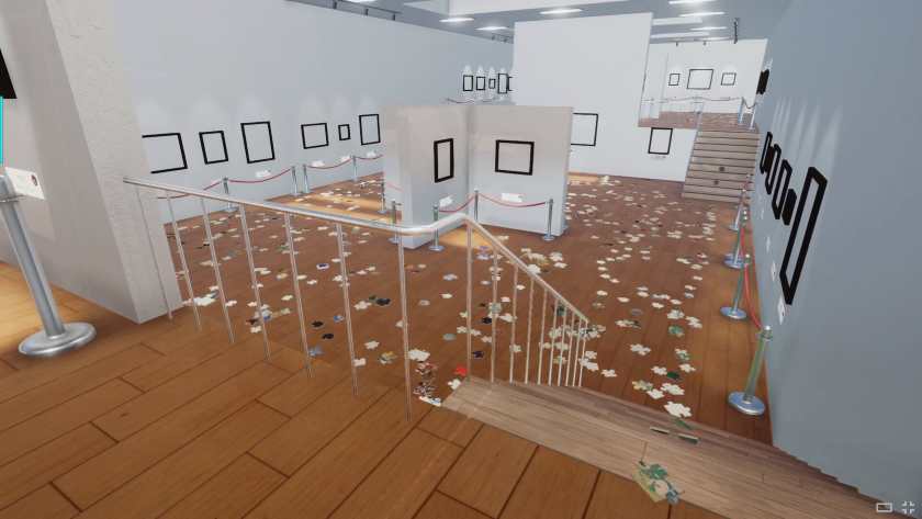 A museum filled with puzzle pieces in Cleaning Up The Puzzle Gallery, Image from Steam page