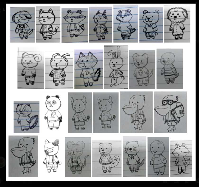 Drawings of animals in Little Crossroads