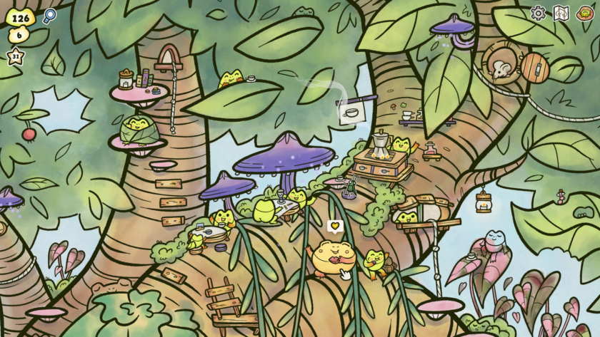Find My Frogs: Branches photo of cute frogs vibing in the branch of an ancient tree